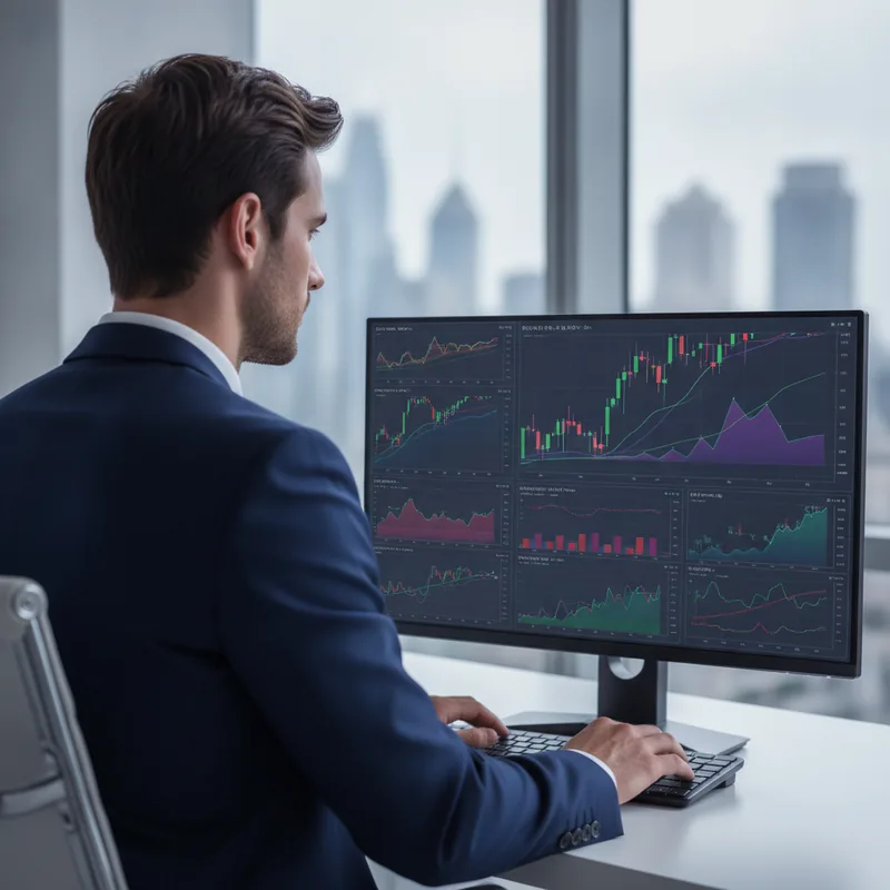 Focused investor reviewing a portfolio strategy on screen